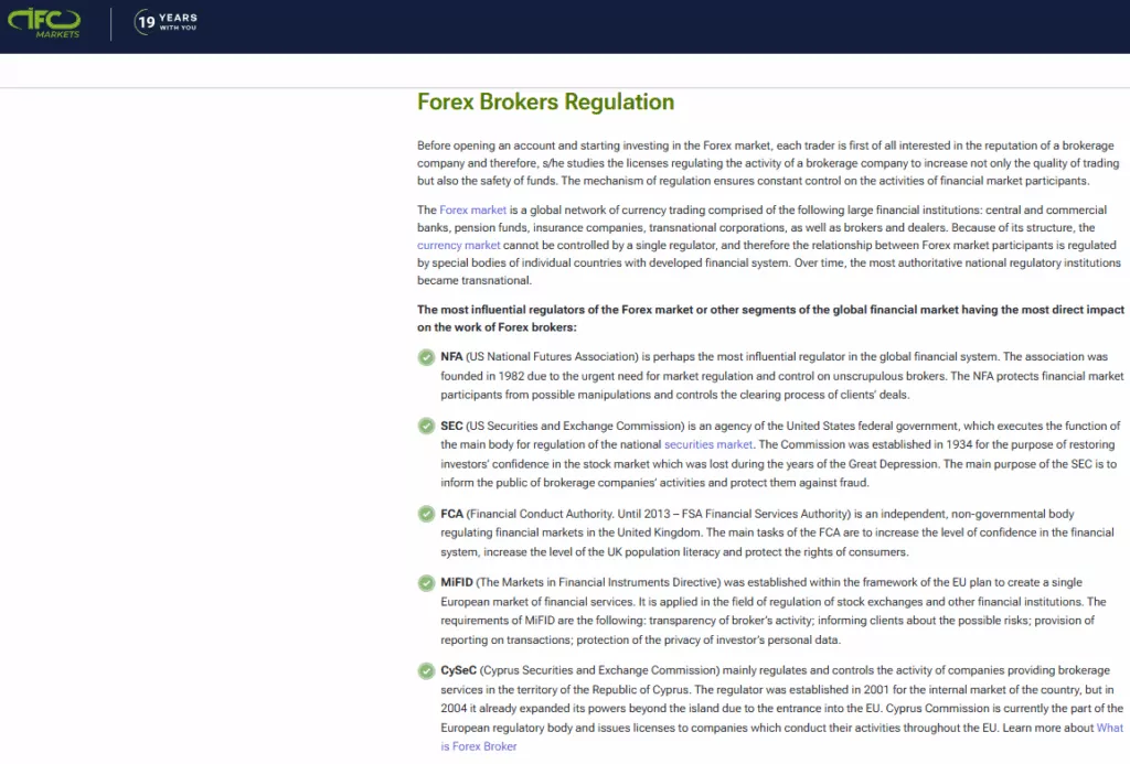 IFC Markets Regulations