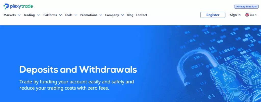 Plexytrade Deposit and withdrawal