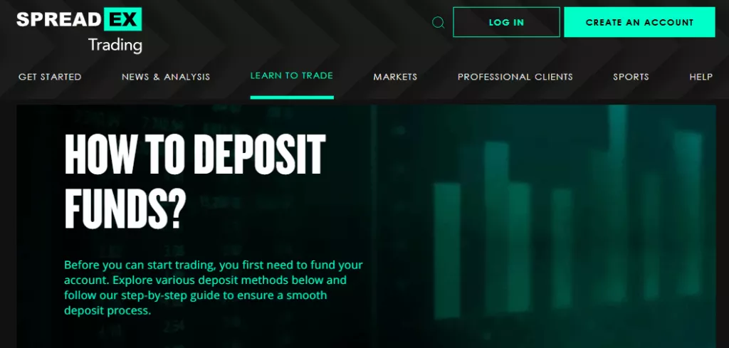 SpreadEx Deposit and withdrawal