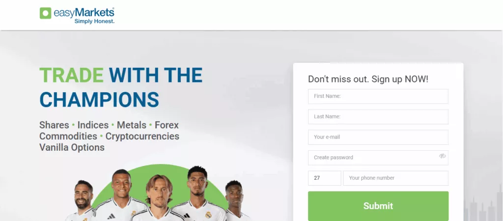 Easymarkets Main Page
