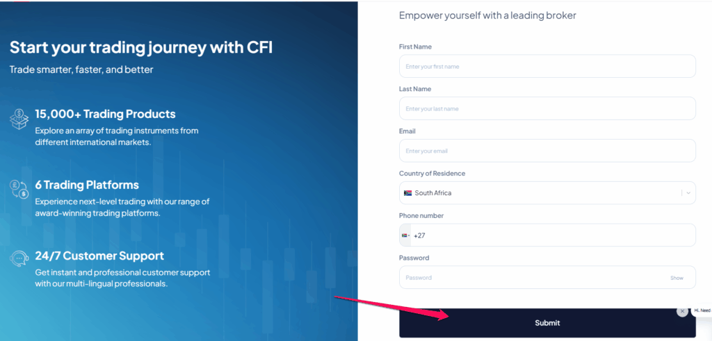 How to open a CFI Markets Account step by step 2