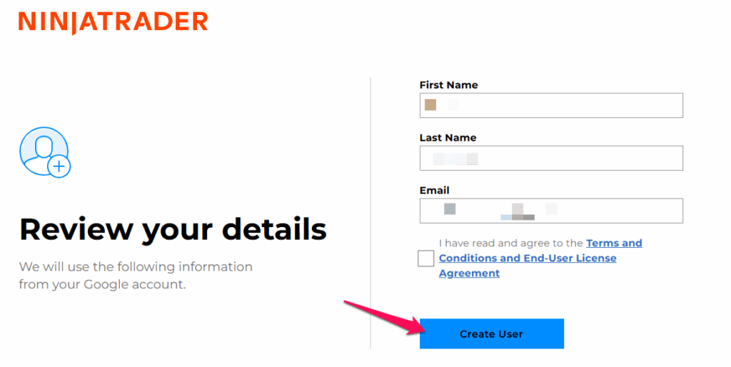 How to open an account with NinjaTrader step 3
