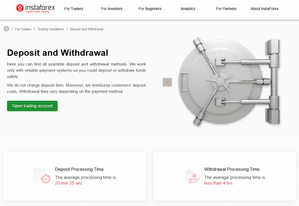 InstaForex Deposit and Withdrawals
