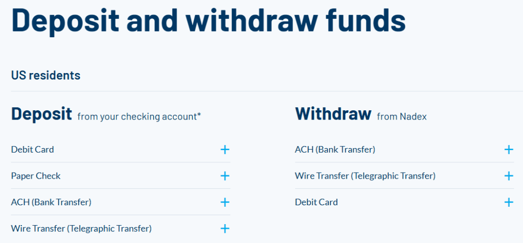 Nadex Deposit and Withdrawal&nbsp;