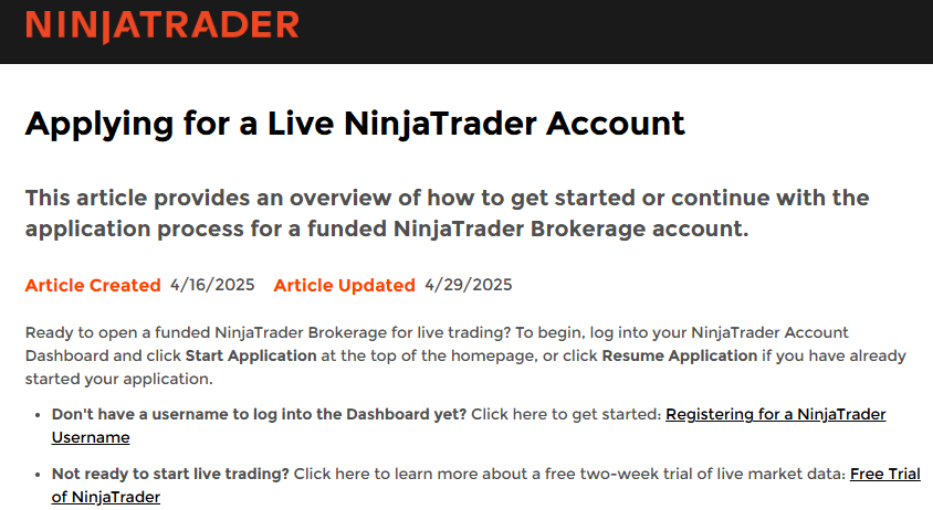 NinjaTrader Account Types