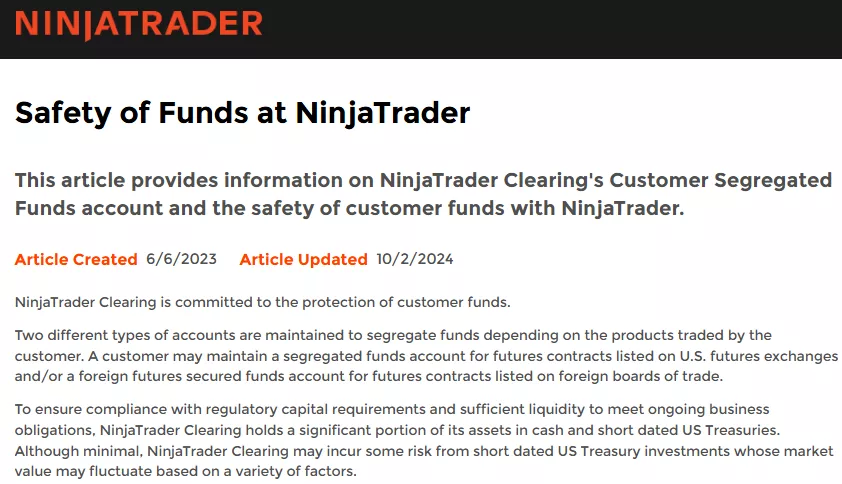 NinjaTrader Safety and Security