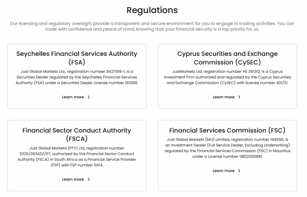 JustMarkets&nbsp;Safety and Security