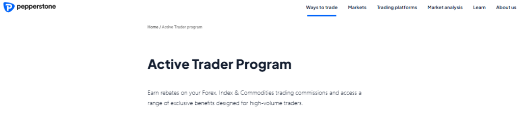 Active Trader Program from Pepperstone