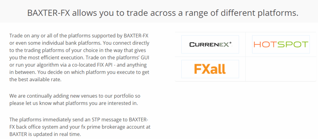 Baxter FX Trading Platforms