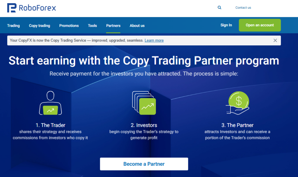 RoboForex Copy Trading Partner Program