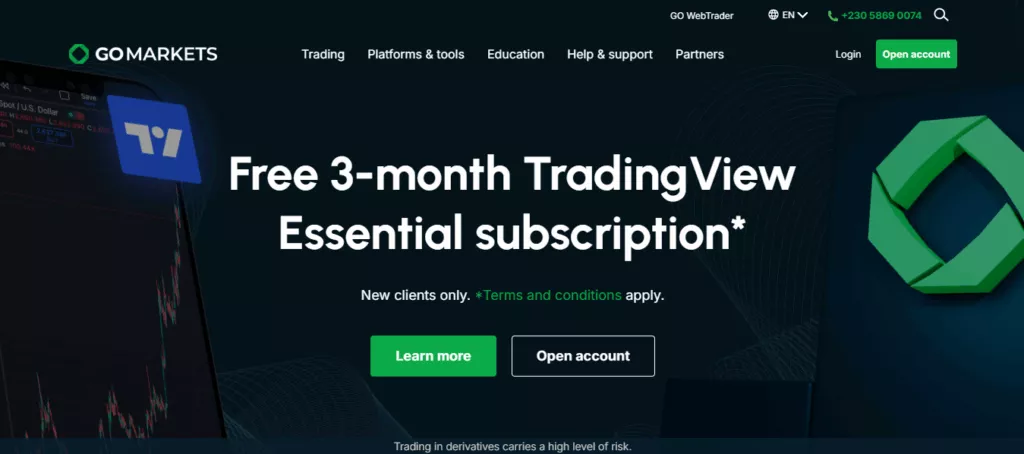 goMarkets Main Page 