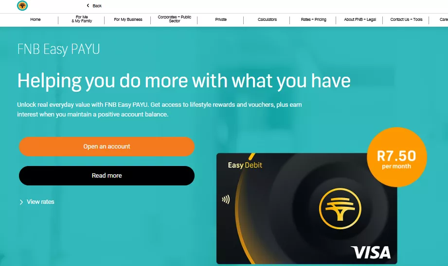 FNB Easy PAYU Account