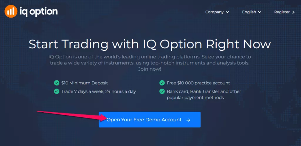How to open a Demo account step 1