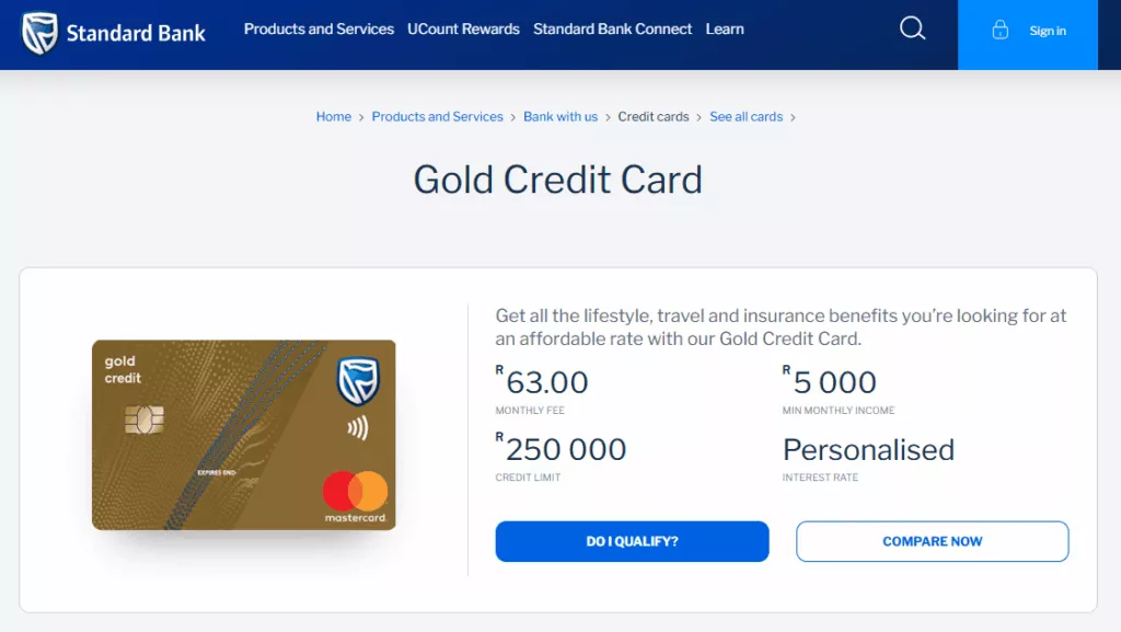 Standard Bank Gold Credit Card