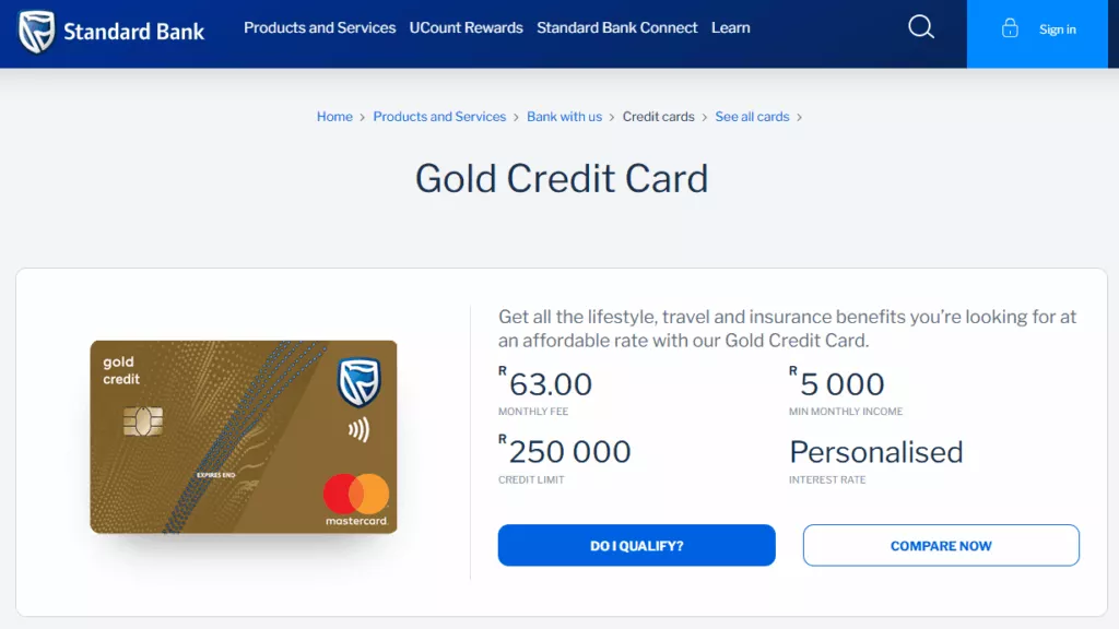 Standard Bank Gold Credit Card