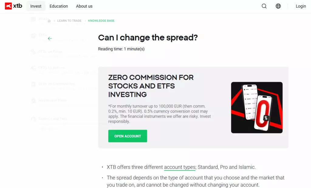 XTB Fees, Spreads, and Commission