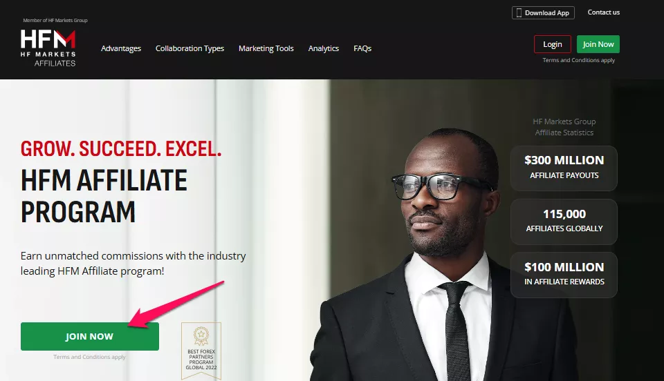 How to open an Affiliate Account with HFM step 2