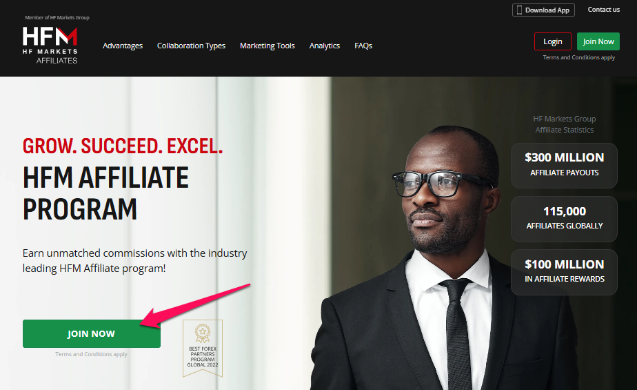 How to open an Affiliate Account with HFM step 2