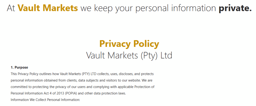 Vault Markets Safety and Security