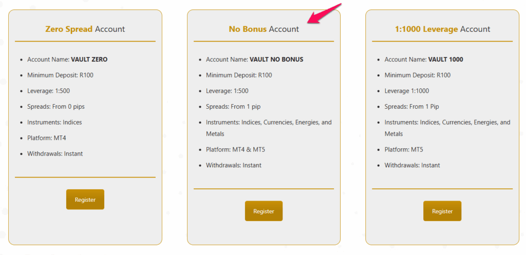 Vault No Bonus