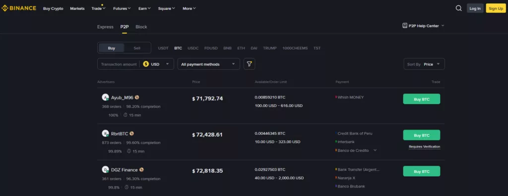 Binance P2P