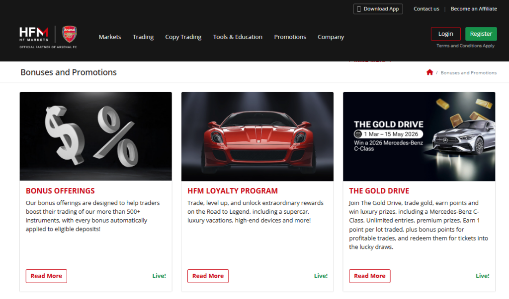 Bonuses and Promotions by HFM