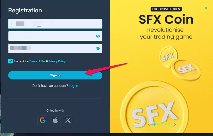 How to open a&nbsp; SIMPLEFX account step by step 2