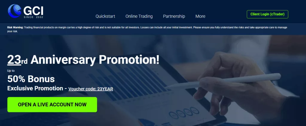 How to open an account with GCI Trading step 1