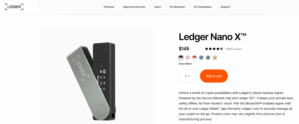 Ledger Nano X Cold Storage Cryptocurrency Wallets