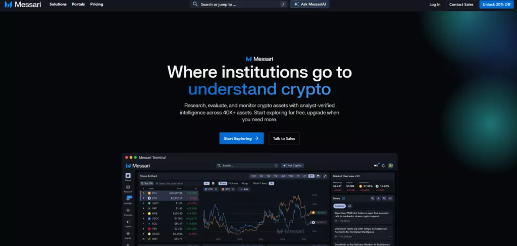 Messari Cryptocurrency Analysis Tools