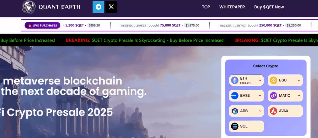 Quant Earth (QET) Upcoming DeFi Coins