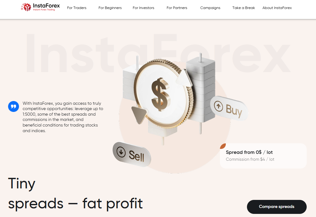 InstaForex Fees, Spreads, and Commission