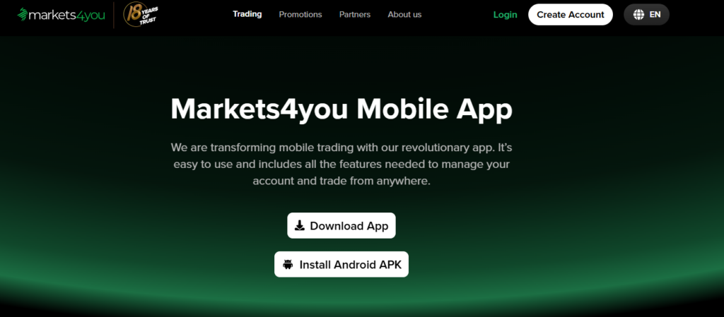 Markets4you Mobile App