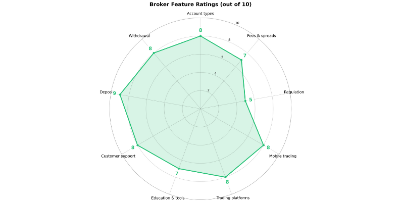 Markets4you Spider Chart