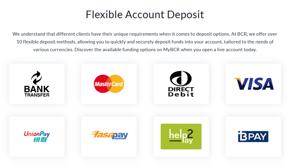 BCR Deposit and Withdrawal