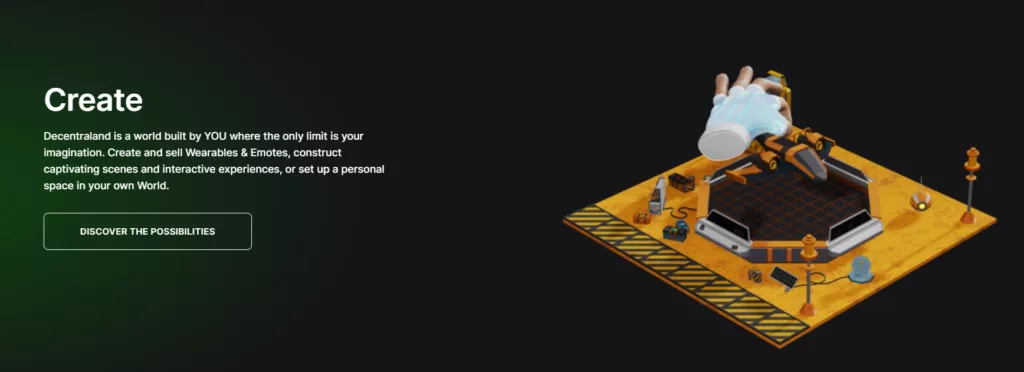 Decentraland features and assets offered