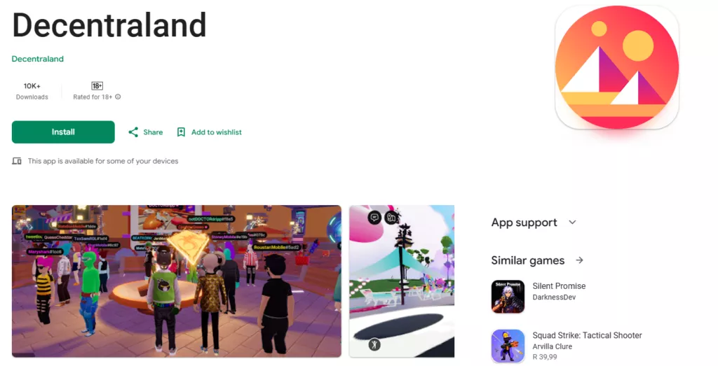 Decentraland mobile app
