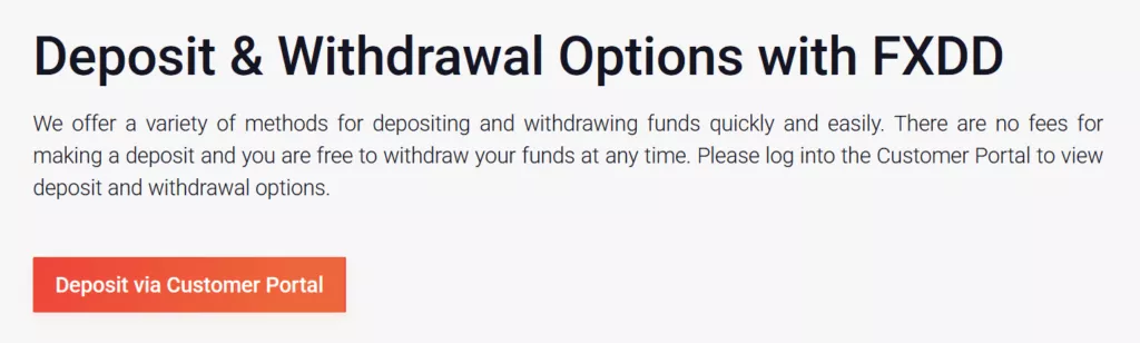 FXDD Deposit and Withdrawal