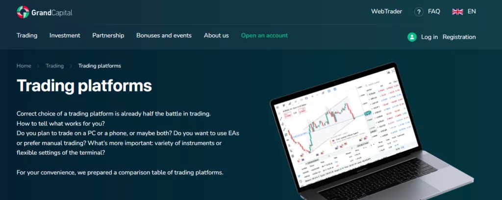 Grand Capital Trading platforms