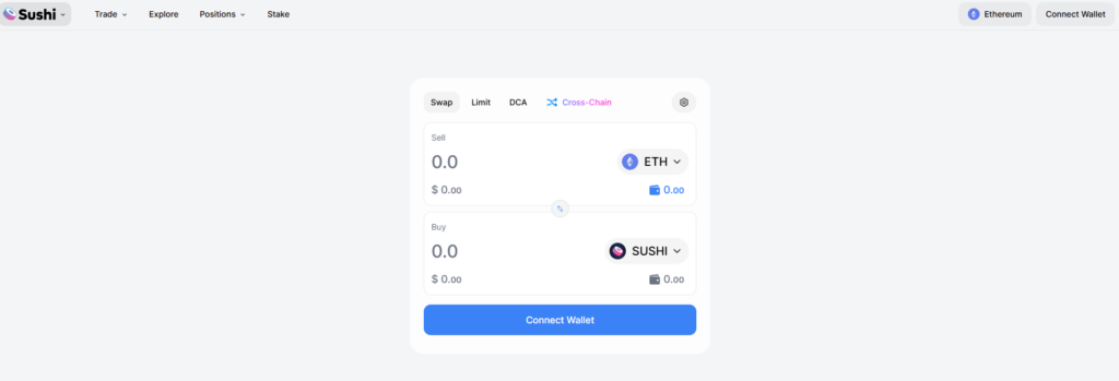 SushiSwap features and assets offered