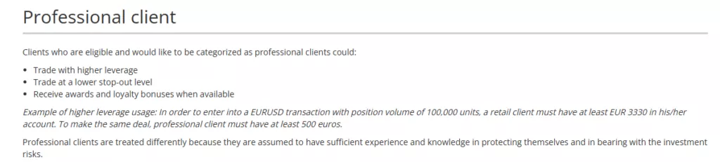 Professional Client Account