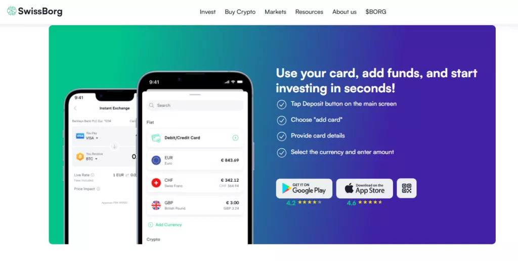 SwissBorg deposit and withdrawals