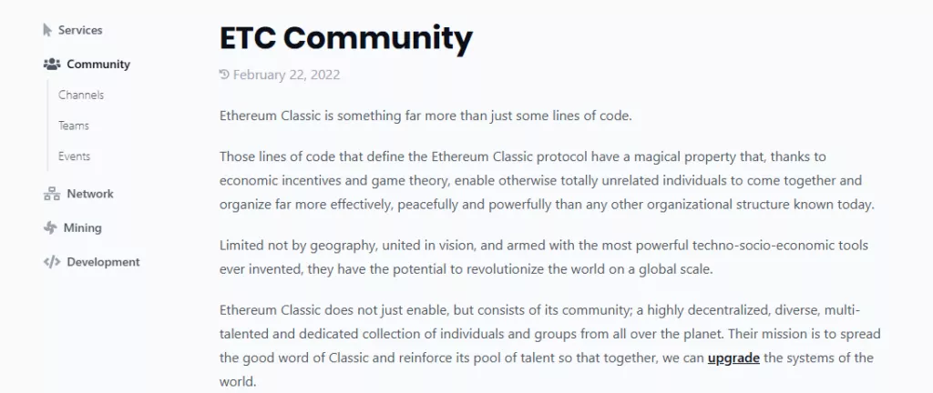 What Is ETC Community?