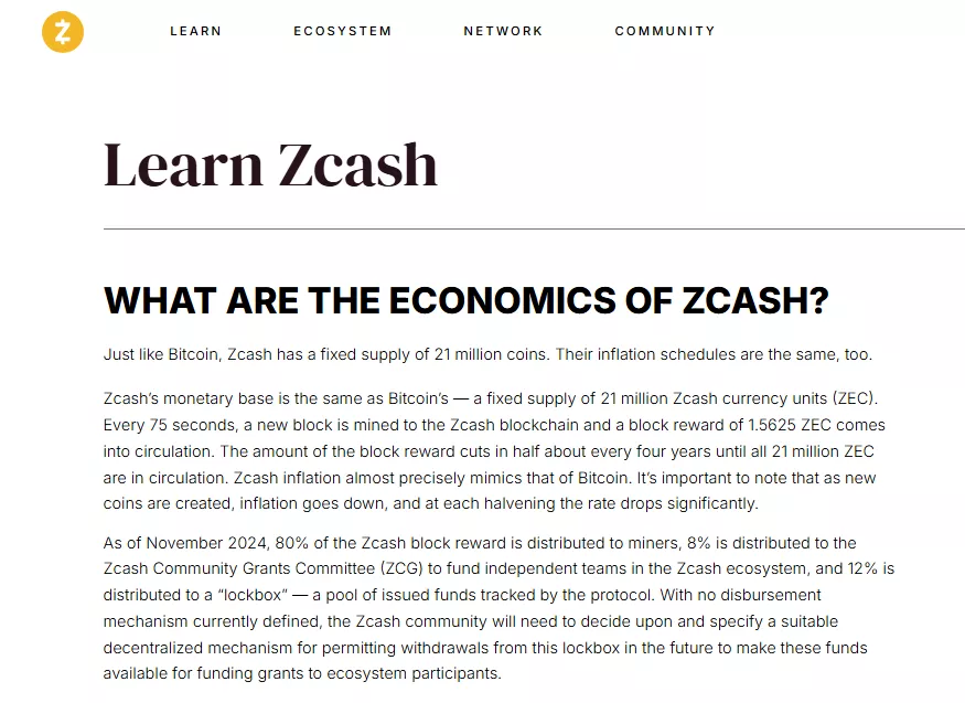 Zcash Tokenomics