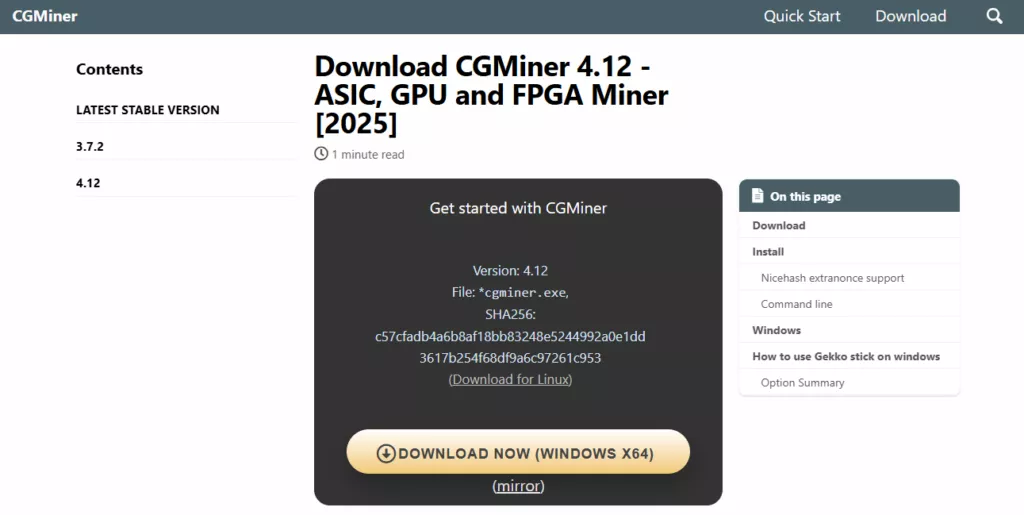 CGMiner Bitcoin mining software