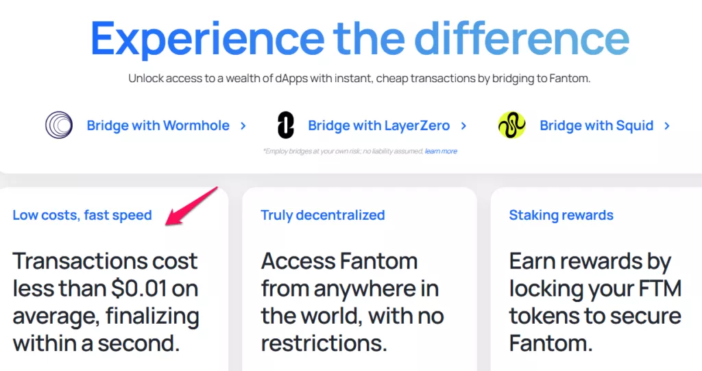 Fantom fees and costs