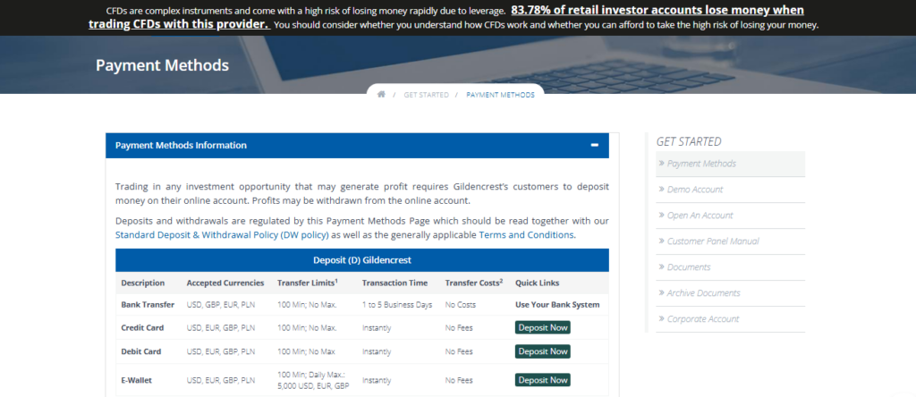 Gildencrest Deposit and Withdrawal Gildencrest Deposit and Withdrawal