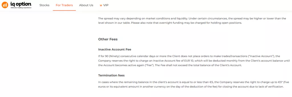 IQ Option Fees and Spreads