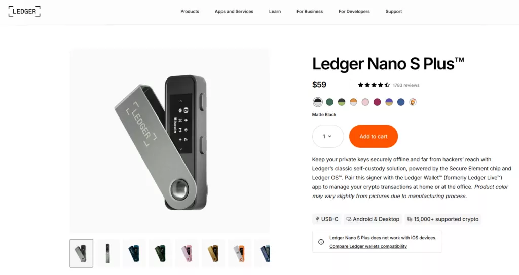 Ledger Nano S Plus Ethereum Crypto Wallets