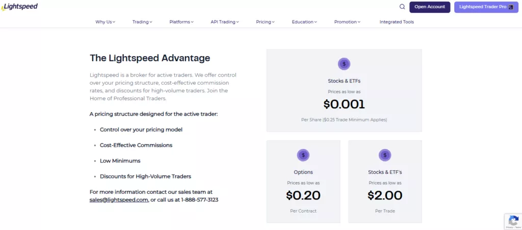 Lightspeed Fees and Spreads